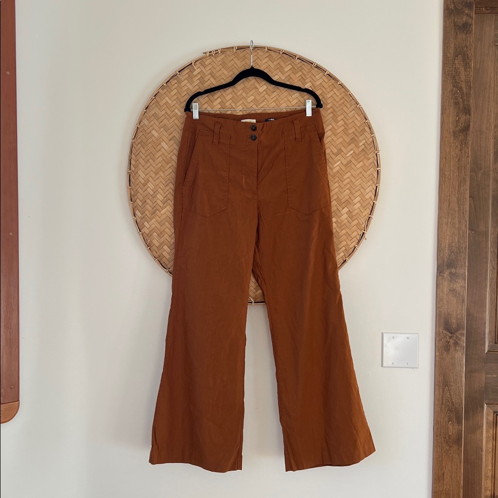 ANTHROPOLOGIE THE MAEVE‎ NAOMI WIDE-LEG FLARE PANT IN RUST BROWN COASTAL COWGIRL - Picture 8 of 15